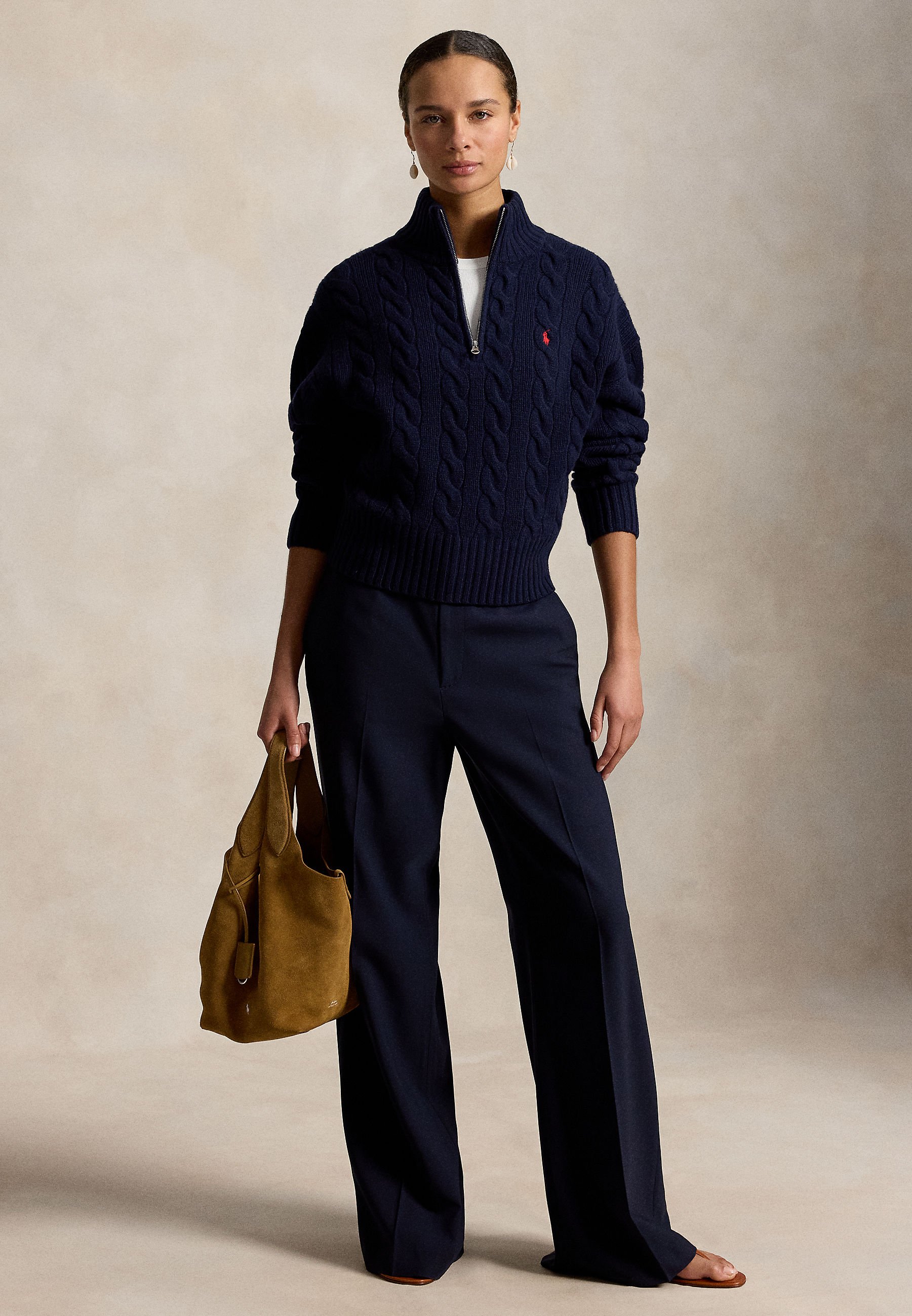 Polo Ralph Lauren CABLE WOOL-CASHMERE HALF-ZIP SWEATER - Jumper