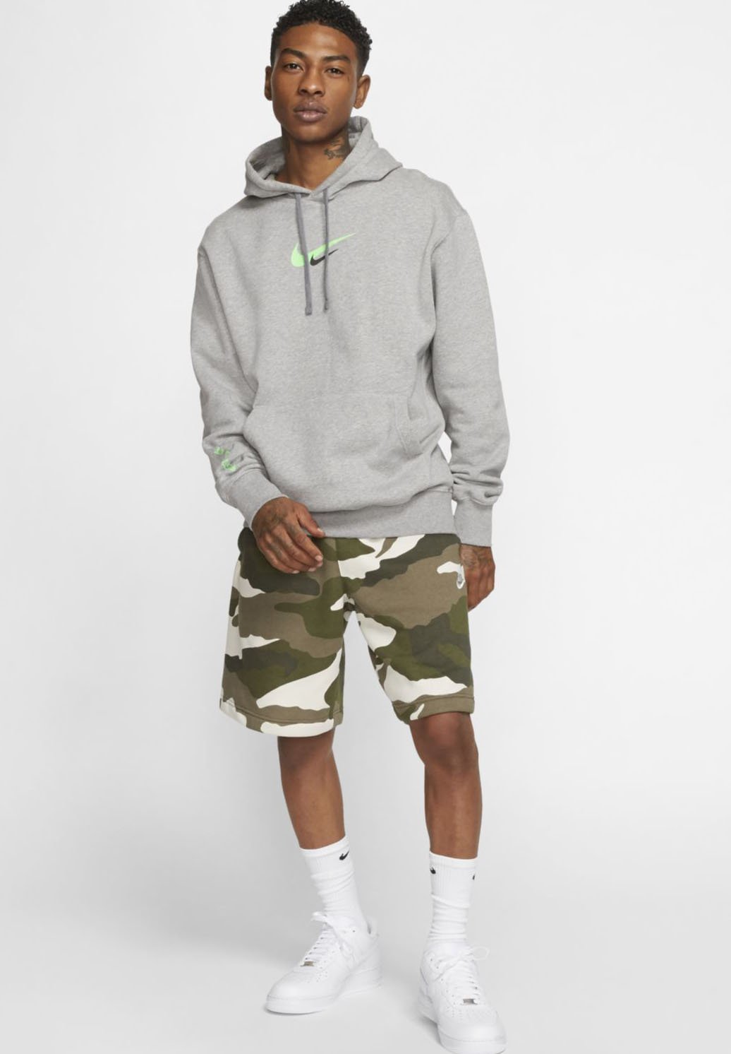 nike fleece camo shorts