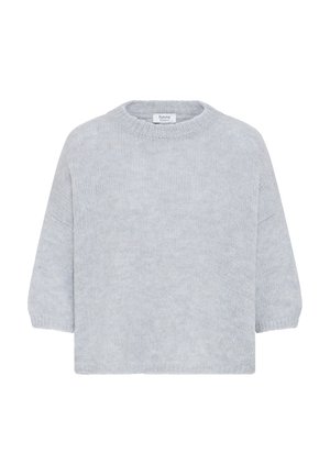 Helehall kootud kampsun ümarate kaelustega ja keskmise pikkusega varrukatega, millel on veidi laiem lõige ning soonikkoes kaelus, mansetid ja alläär.