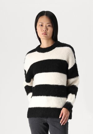 STRIPE SWEATER - Strikkegenser - black/white