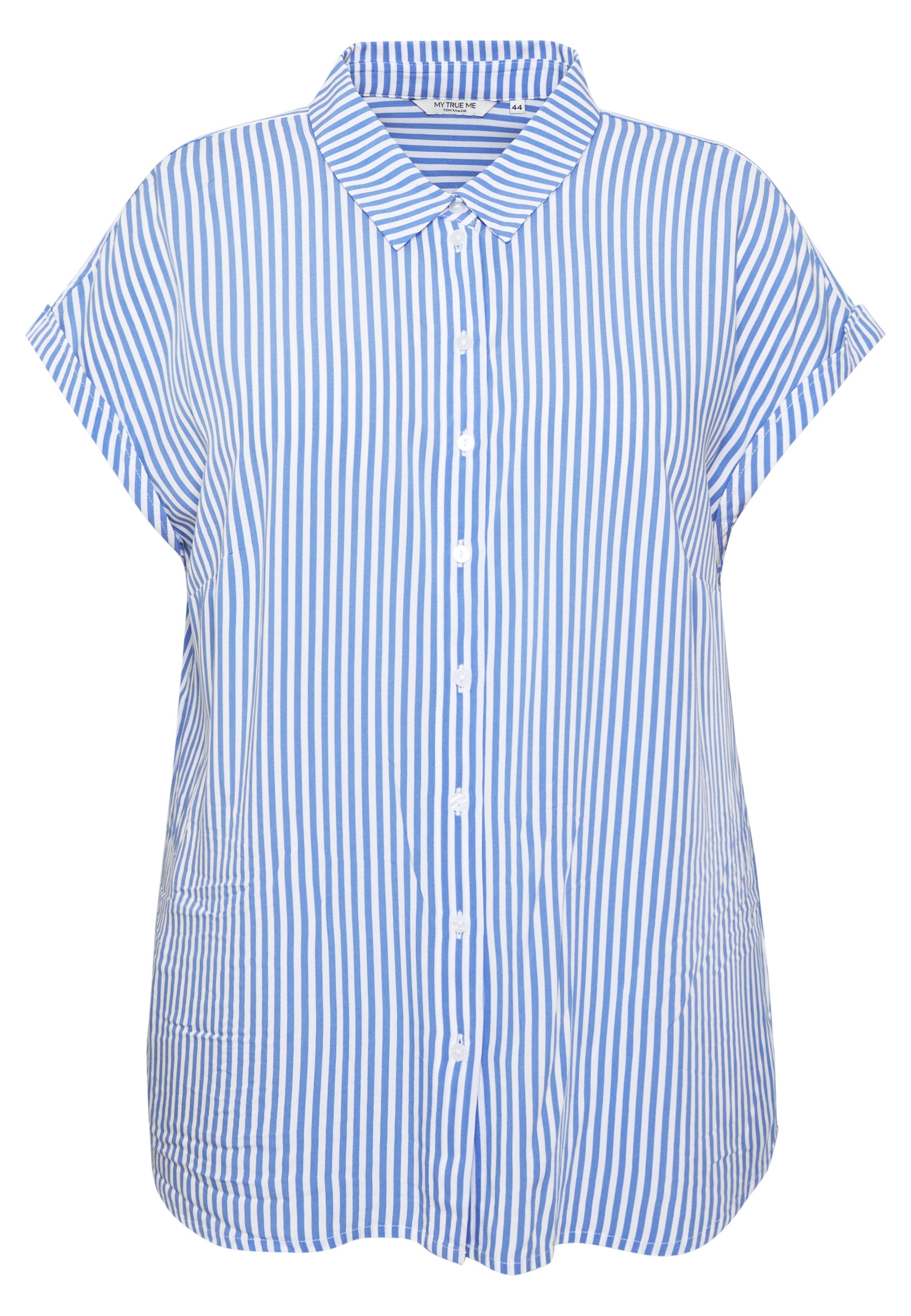 MY TRUE ME TOM TAILOR SHORT DROP SLEEVE Skjorte vertical Kaffe Curve AMINA - Skjorte - blue