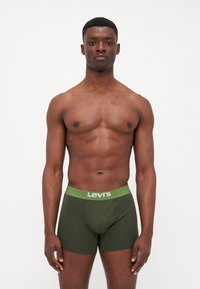 Gröna bomullskalsonger med en kontrasterande grön midjeresår som har vit "Levi's" logotyp. Slät tygkvalitet, åtsittande design.