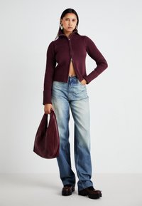 Weekday WINONA ZIP CARDIGAN - Kardigan - dark red