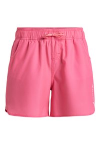Roze zwemshorts gemaakt van lichtgewicht materiaal, met een elastische tailleband met koord, zijzakken en een logodetail op het been.
