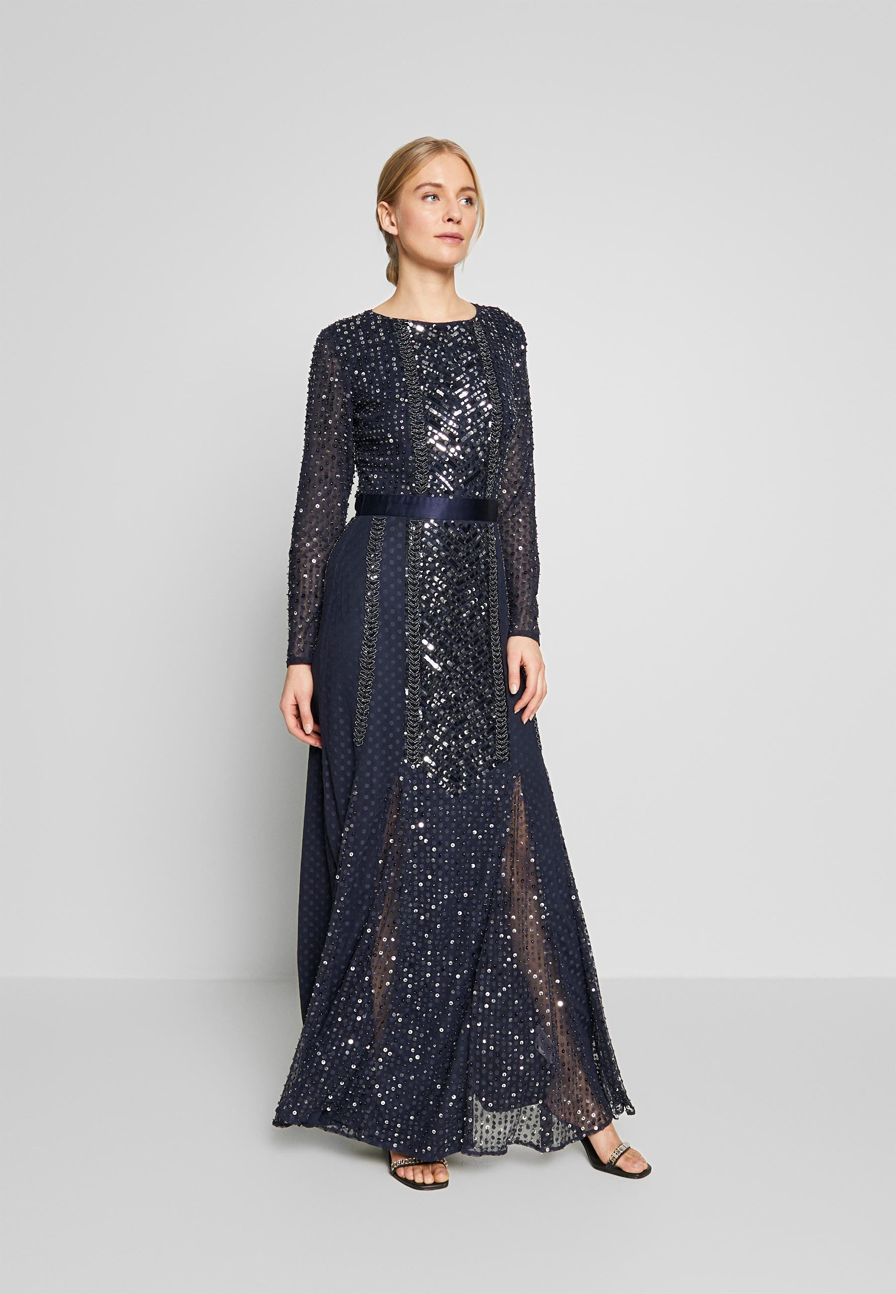 embellished maxi dress navy