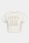 ARCHED DISTRESSED RHINESTONE LOGO CROPPED PULLOVER - Ikdienas džemperis - eggnog/pebble