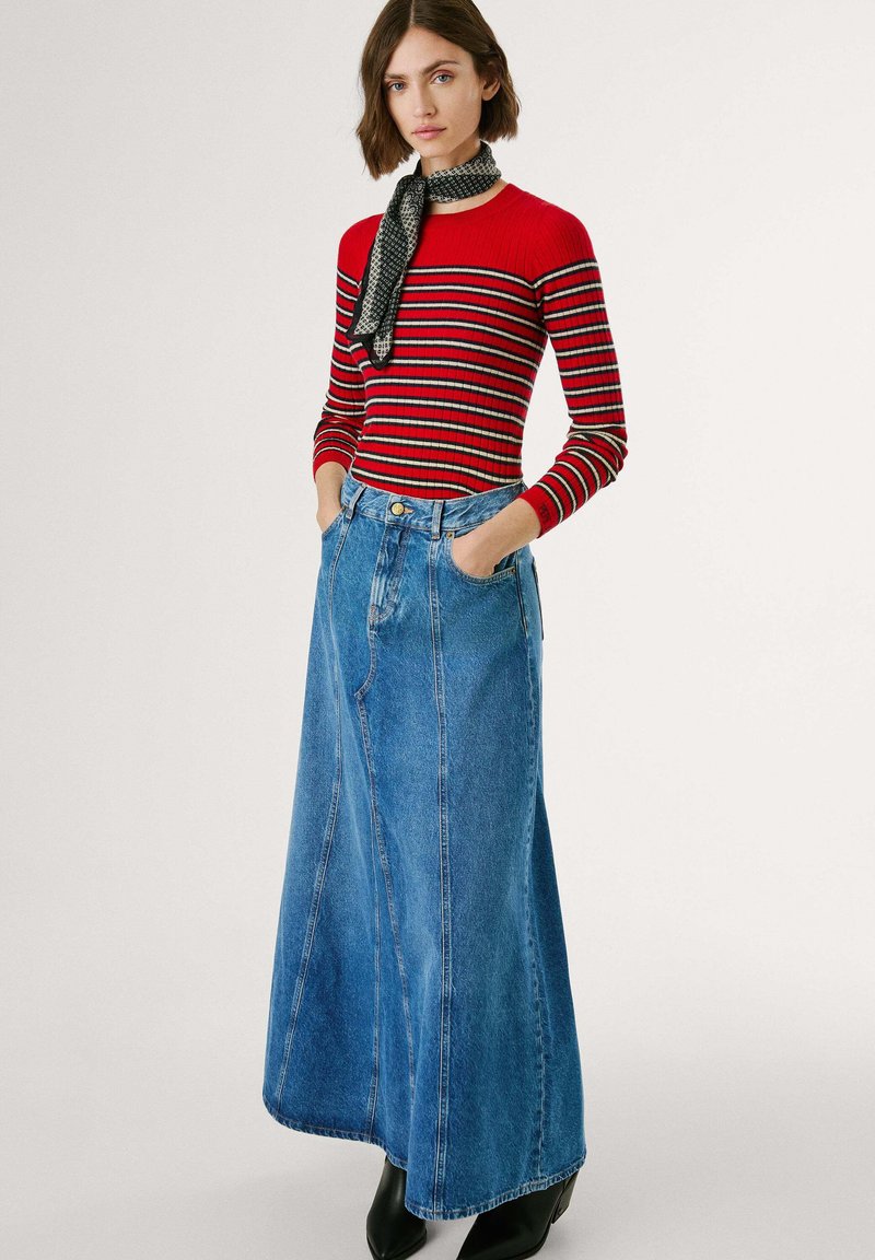 Pepe Jeans Jupe Kourtney Denim Bleu – Taille 16 Ans Fille – Style Trapèze Mi-Haut & Broderie Iconique