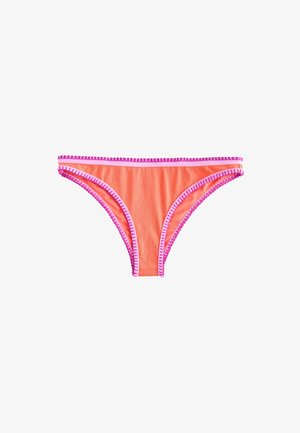 Next, HIGH LEG - Bikini-Hose - textured orange pink whipstitch