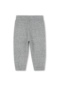 Grijze katoenen sweatpants met een elastische tailleband, taps toelopende pijpen en ribgebreide boorden. Dankzij de zachte, gemêleerde afwerking heeft de stof een gladde textuur.