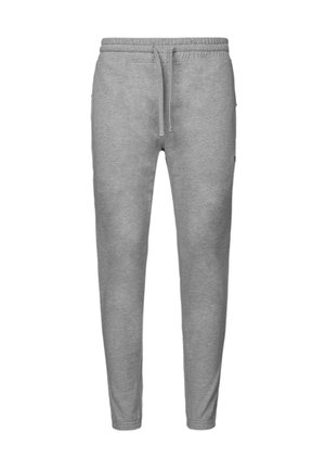 Grijze sweatpants van zacht materiaal, met een trekkoord in de taille, taps toelopende pijpen en zijzakken voor functionaliteit.