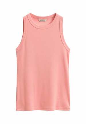 Mouwloos roze geribd tanktop met ronde halslijn en een klein GANT-logo dat dicht bij de onderste zoom is geborduurd.