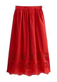 EMBROIDERED CUTOUT HEM MIDI - A-lijn rok - red