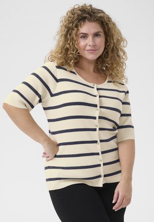 Cardigan - silver white  blue stripe