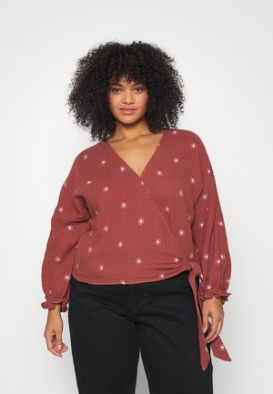 Madewell PLUS ALYSSA DONGHENG GAUZE EMBROIDERED FLOWER - Μπλούζα - burnished mahogany