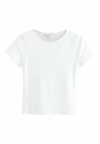 White short-sleeve t-shirt made of soft cotton with a round neckline and a relaxed fit, featuring clean lines and no additional patterns.