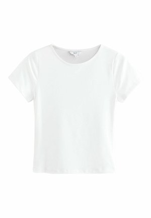 White short-sleeve t-shirt made of soft cotton with a round neckline and a relaxed fit, featuring clean lines and no additional patterns.