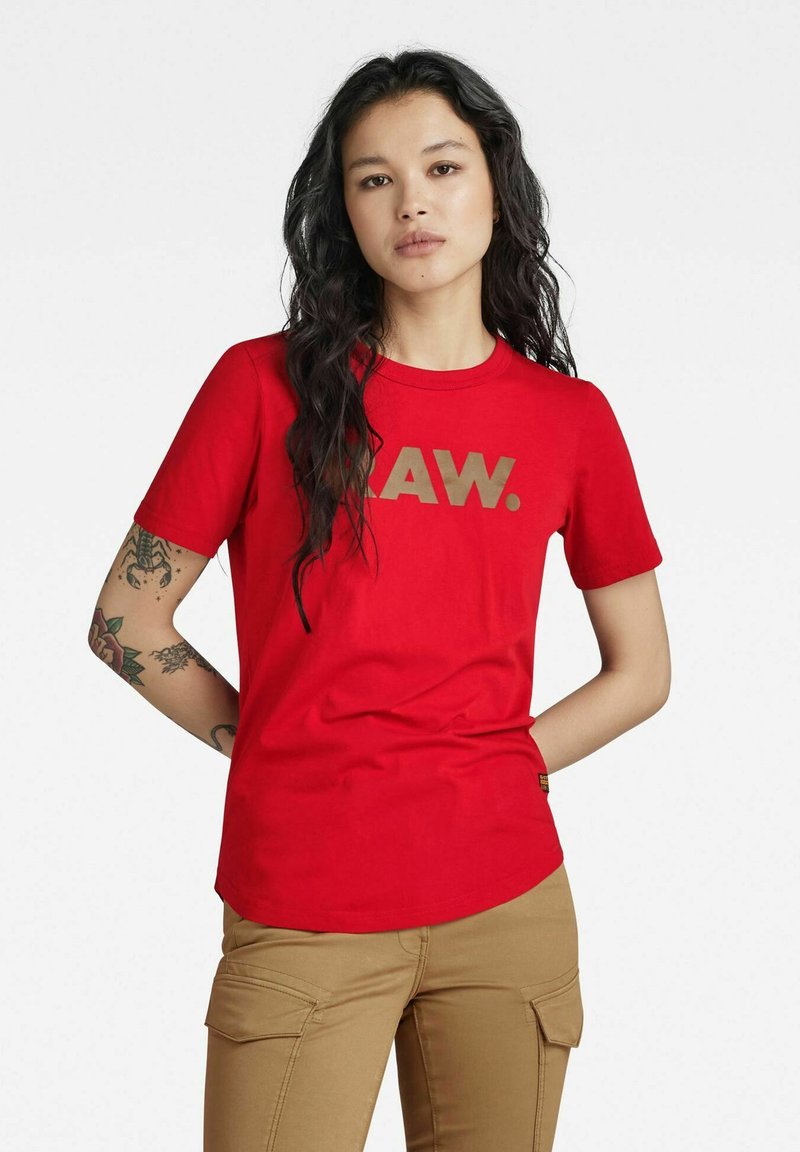 G-Star Raw T-Shirt Donna Slim Graphic Top | Scollo Rotondo Con Bordo Grezzo E Stampa RAW