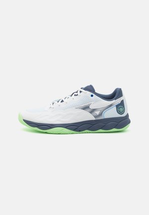 Mizuno WAVE ENFORCE COURT ALLCOURT - Multicourt tennis shoes - white/vintage indigo/neo mint