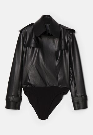 Norma Kamali DOUBLE BREASTED TRENCH BODYSUIT - Bluse - black