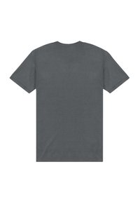 Grå kortærmet t-shirt, lavet af bomuld, med et ensfarvet design, rund hals og lige kant. Bagfra ses en glat tekstur.
