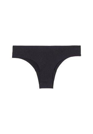 Schwarzer Baumwollthong mit glatter Textur, nahtlosem Design und minimalistischen Stil, geeignet für den täglichen Gebrauch.