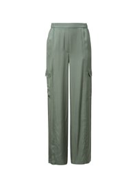 Groene cargobroek met een relaxte pasvorm, voorzien van een elastische tailleband, twee zijzakken en een soepele, lichte stof.