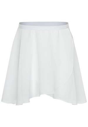 Weißer Chiffonrock mit asymmetrischem Saum, der eine glatte Textur und einen elastischen Bund für Komfort und angenehmes Tragen bietet.