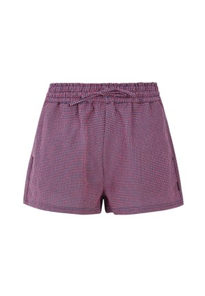Geruite shorts met een elastische tailleband, trekkoorddetail, in rood en blauw, met twee zijzakken en een relaxte pasvorm.