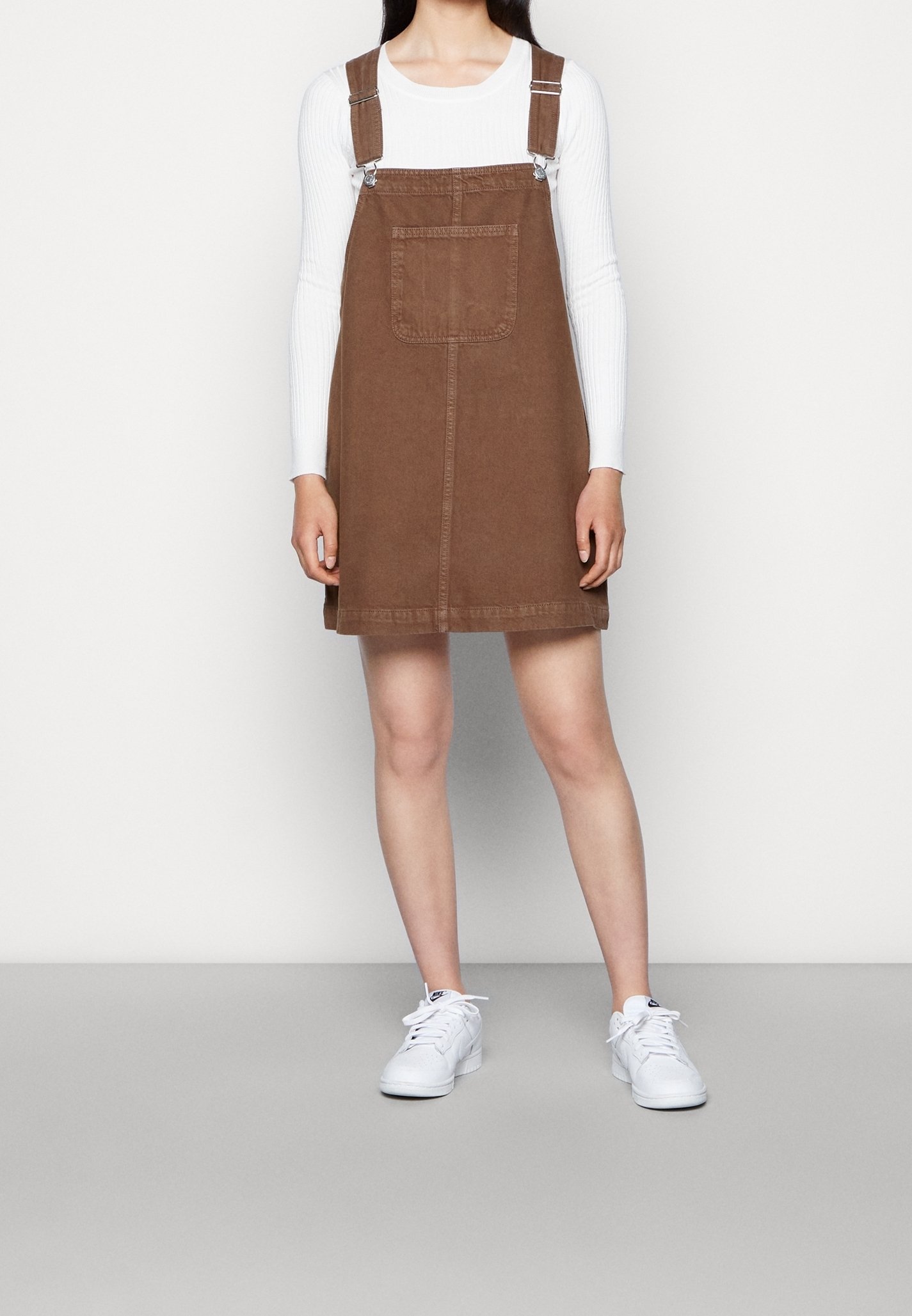 monki brown dress Tiered Cotton Poplin Maxi Dress
