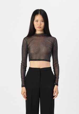 JXMOLLY GLITTER HIGH NECK - Maglietta a manica lunga - black