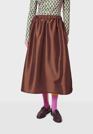 MIDI - Jupe trapèze - dark brown