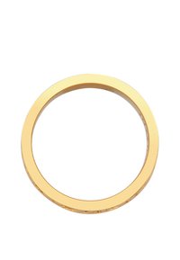Gold metal ring with a smooth, polished surface. Circular shape, uniform thickness, and reflective finish. No additional patterns or details.