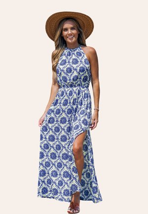 Cupshe ORNATE HALTERNECK - Maxi dress - blue white