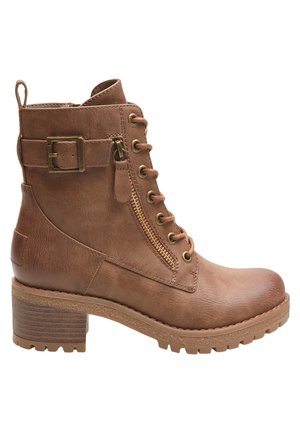 Enkellaarsjes met plateauzool - brown
