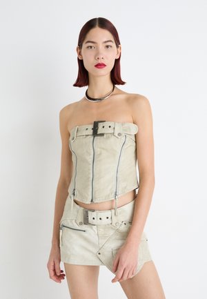 BUCKLE AND ZIP CORSET - Topper - beige