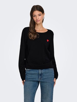 JDY KATE L S O NECK EMB - Strickpullover - black