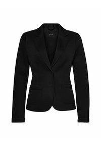 Svart blazer med skräddarsydd passform, med slagkrage, två framfickor och en knappstängning. Slät tygstruktur.