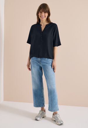 Cecil, SHORT-SLEEVE BLOUSE WITH SPLIT NECK - Bluse - universal blue