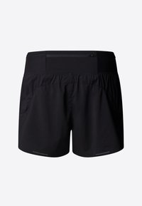Černé sportovní šortky vyrobené z lehkého materiálu. Mají elastický pas se zipovou kapsou a bočními kapsami. Jednoduchý design.