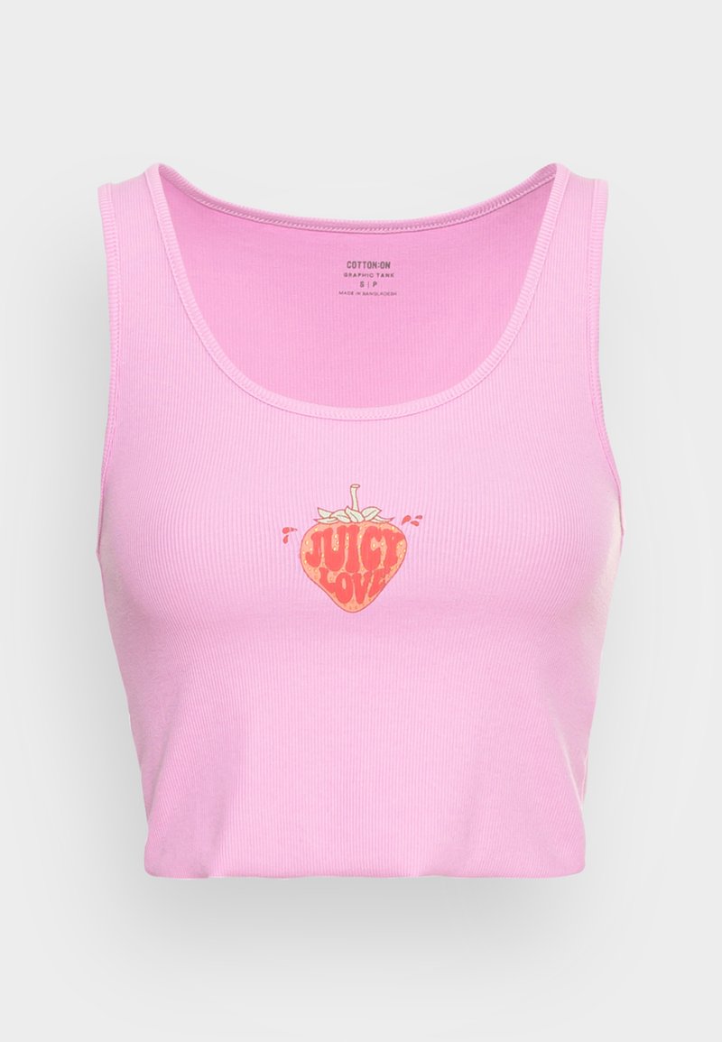 Damen T-Shirts | Cotton On CHOPPED GRAPHIC TANK Top poppy pink/red/pink - ZA23045 Damen T-Shirts | Cotton On CHOPPED GRAPHIC TANK Top poppy pink/red/pink - ZA23045