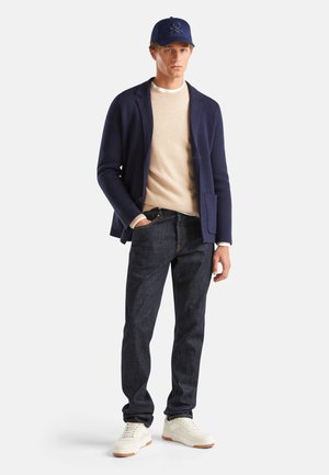 United Colors of Benetton PLAIN WITH POCKETS REGULAR FIT BUTTON CLOSURE - Chaqueta de punto - blue