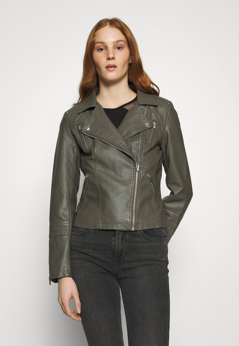 ONLY ONLGEMMA BIKER - Casaco de pele sintética - gunmetal