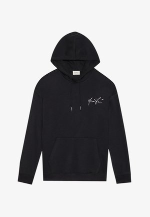 Sort hoodie med frontlomme, snore og hvid "Your Turn" skrifttype logo på venstre bryst.