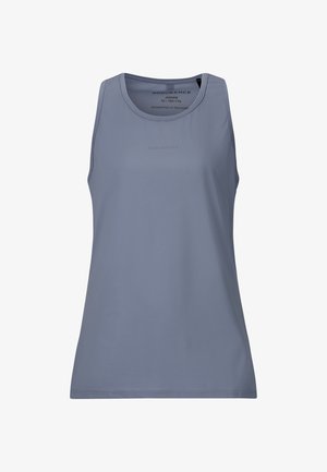Ärmelloses Sporttanktop in mattem Grau mit rundem Ausschnitt, entworfen für Juniorgrößen und aus atmungsaktivem Stoff.