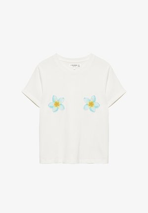 PULL&BEAR, WITH BEADS - T-SHIRT - T-shirt imprimé - white