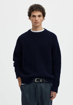 Selected, CREWNECK JUMPER RIBBED WOOL BLEND - Jersey de punto - sky captain