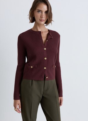 Calliope, MAGLIA TINTA UNITA - Cardigan - prugna