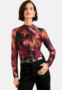 RUCHED LONG SLEEVE  - Blouse - pink and orange print