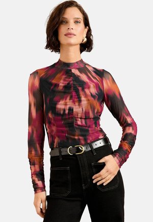 RUCHED LONG SLEEVE  - Blouse - pink and orange print