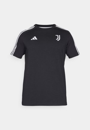 Sort kortærmet jersey lavet af bomuldsblanding, med hvidt Adidas-logo og Juventus-emblem på brystet, samt hvide sidestrofer.